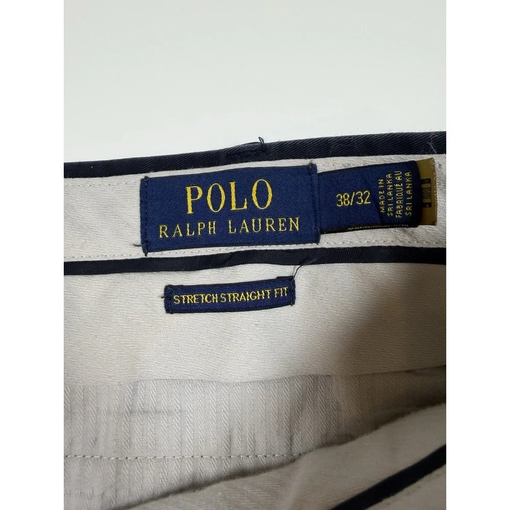 Polo Ralph Lauren Pants Men 38x30 Navy Blue Stretch Classic Fit Flat Front